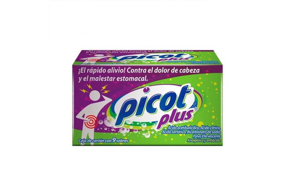 Picot Plus Antiácido Analgésico Polvo Efervescente 9 Sobres 