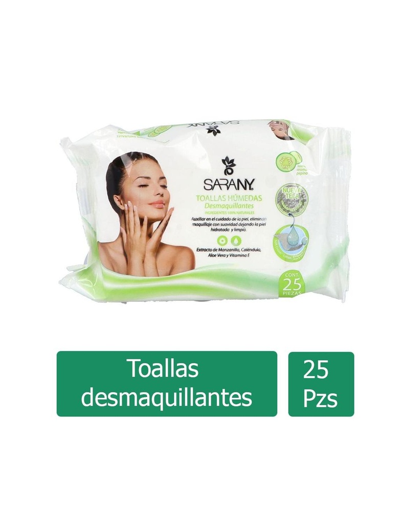 Toallas Húmedas Sarany Limpidoras Faciales 25 Piezas 