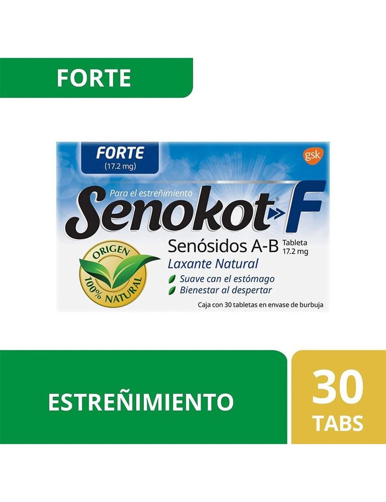 Senokot F 374 Mg 30 Tabletas 