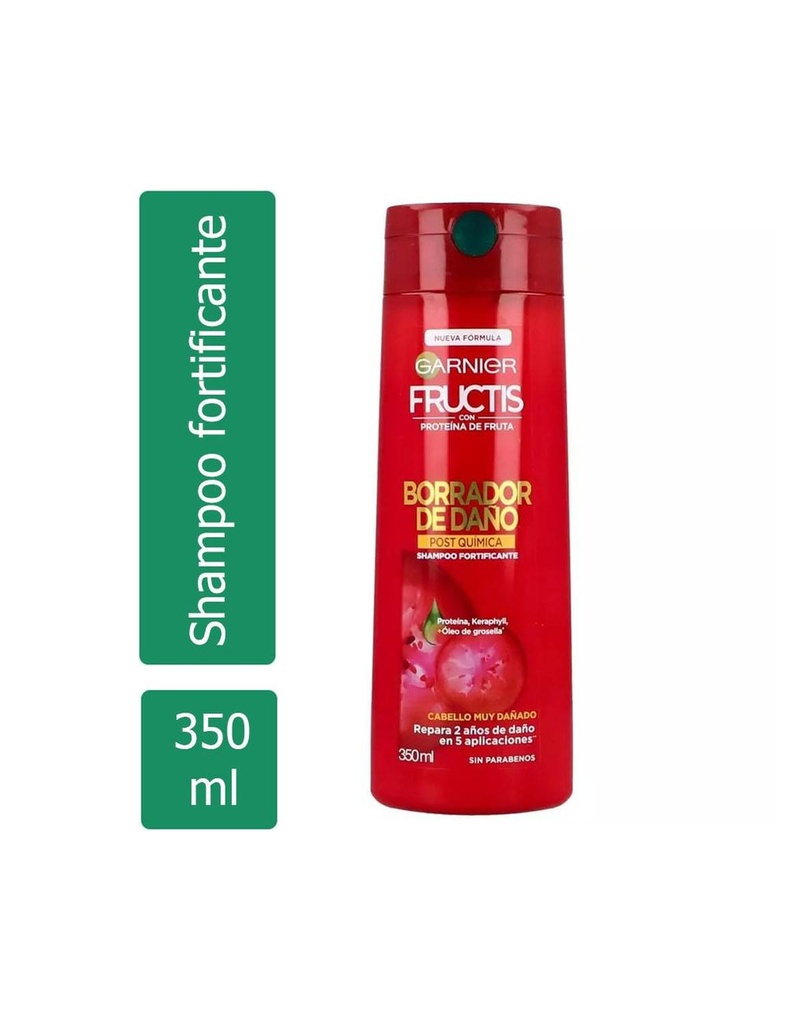 Shampoo Garnier Fructis Borrador De Daño Post Química 350 Ml 