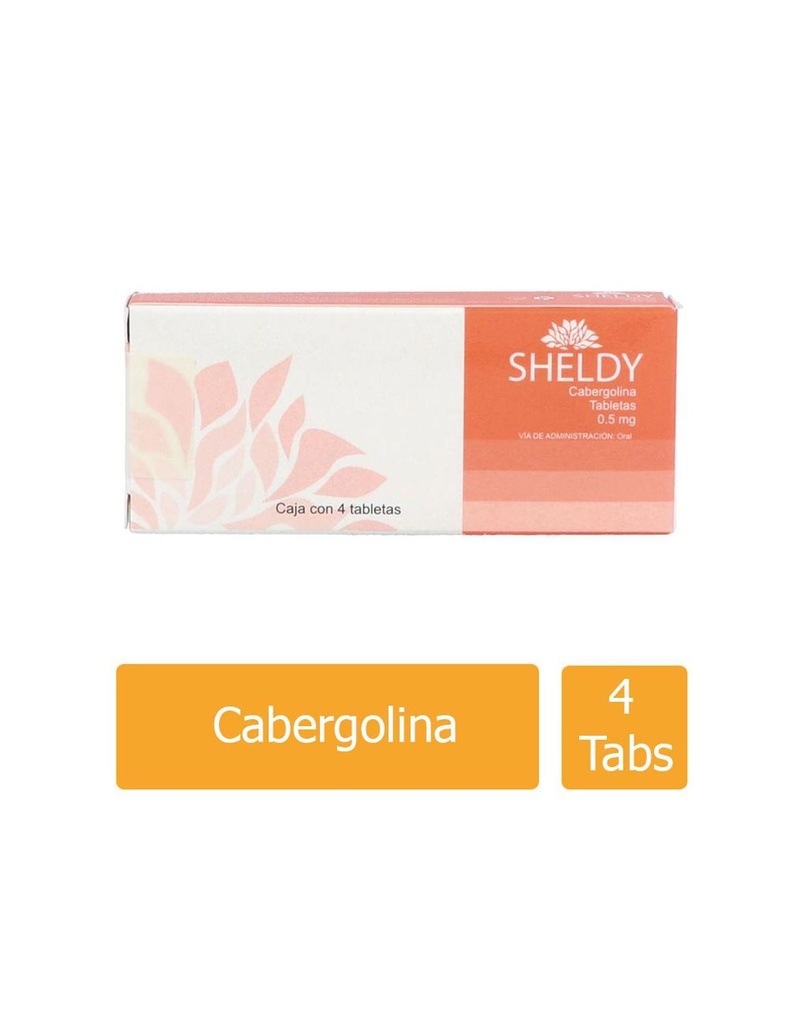Sheldy Cabergolina 0.5 Mg 4 Tabletas Genérico Emifarma 