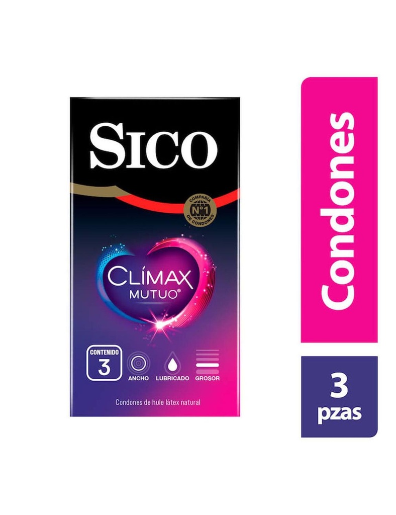 [7501058799685] Preservativo Sico Clímax Mutuo 3 Piezas 