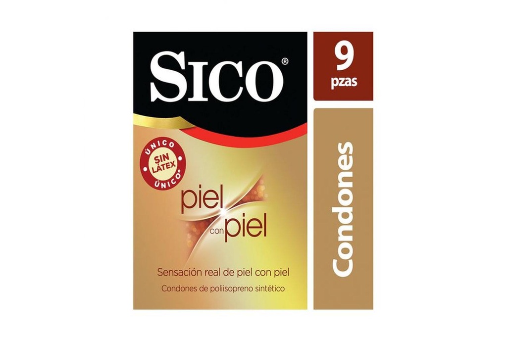 Preservativo Sico Piel Con Piel 9 Piezas Sin Látex 
