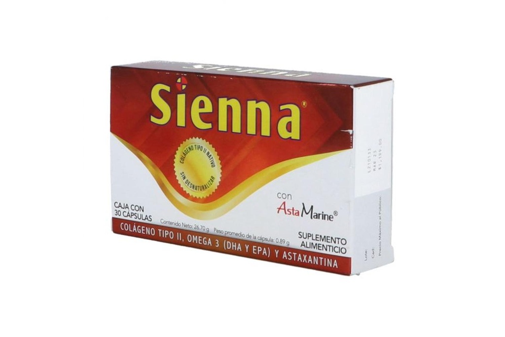 [7502235760252] Sienna Colágeno Suplemento Alimenticio 30 Cápsulas 