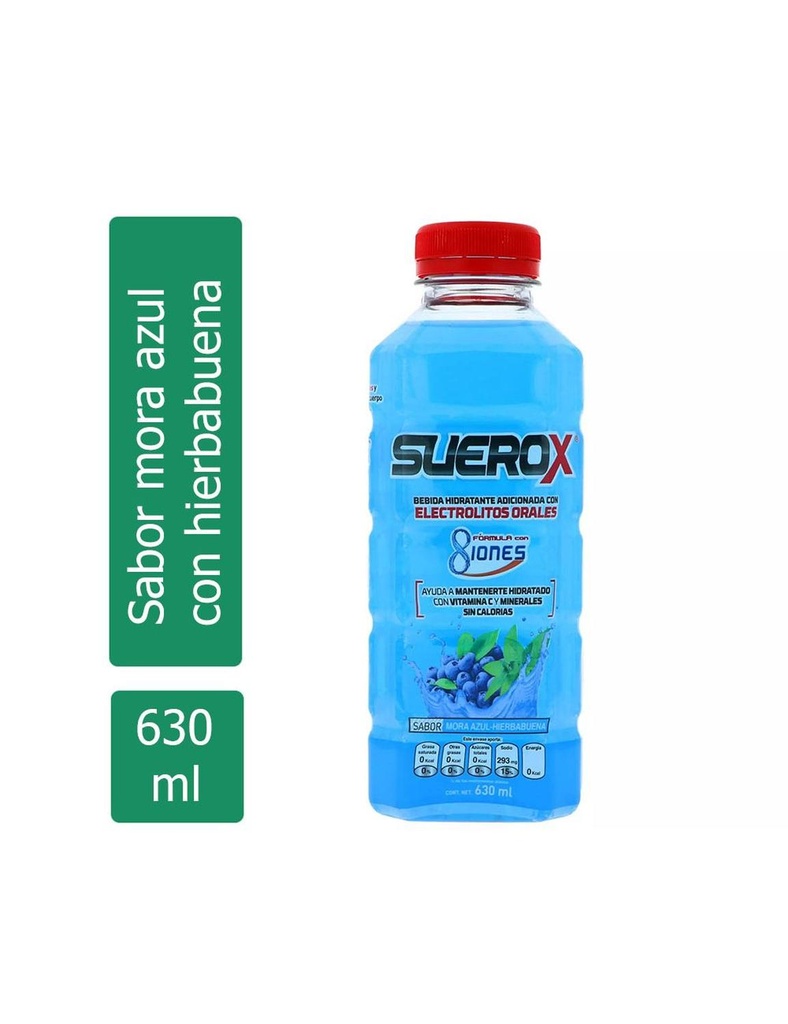 Suerox 8 Iones Mora Azul Hierbabuena 630 Ml 