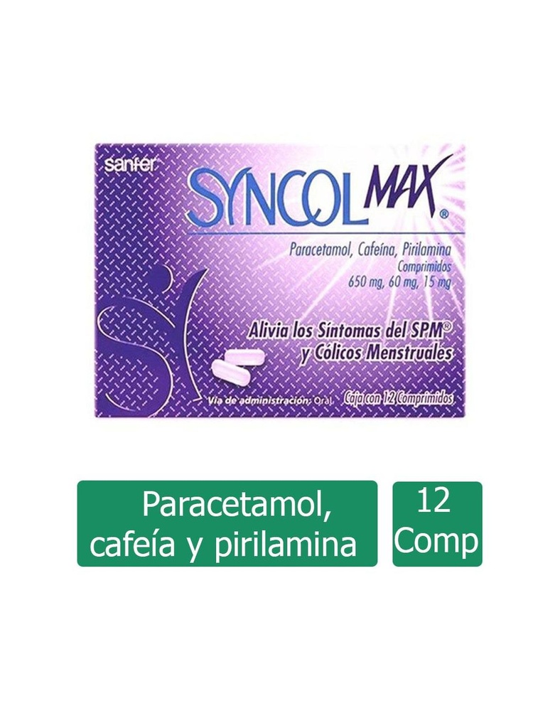 Syncol Max 650/60/15 Mg 12 Comprimidos 