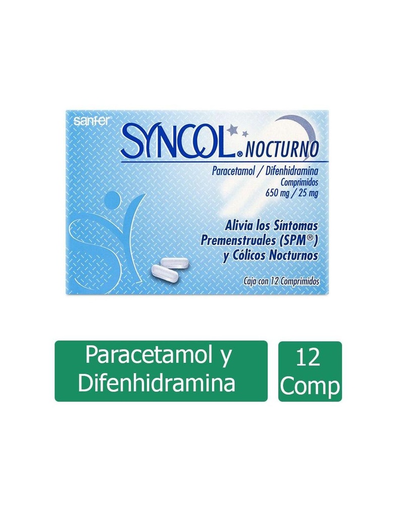 Syncol Nocturno 650/25 Mg 12 Comprimidos 