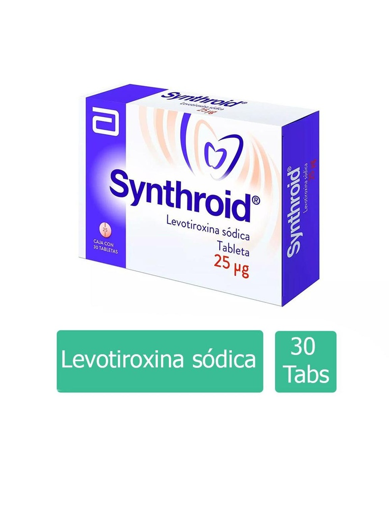 Synthroid 25 Mcg 30 Tabletas 