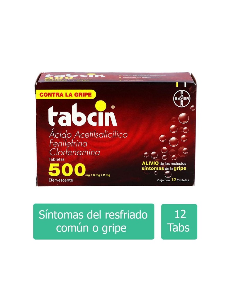 Tabcin 500 Mg Efervecentes 12 Tabletas 