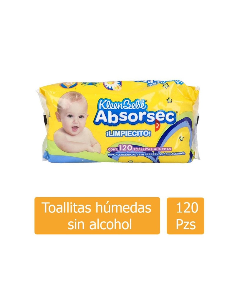 Toallitas Húmedas KleenBebé Absorsec 120 Piezas 