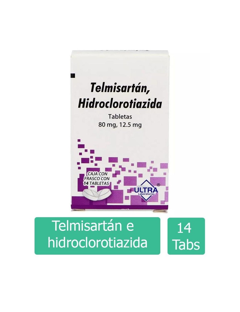 [7502216803244] Telmisartán/Hidroclorotiazida 80/12.5 Mg 14 Tabletas Genérico Ultra Lab 