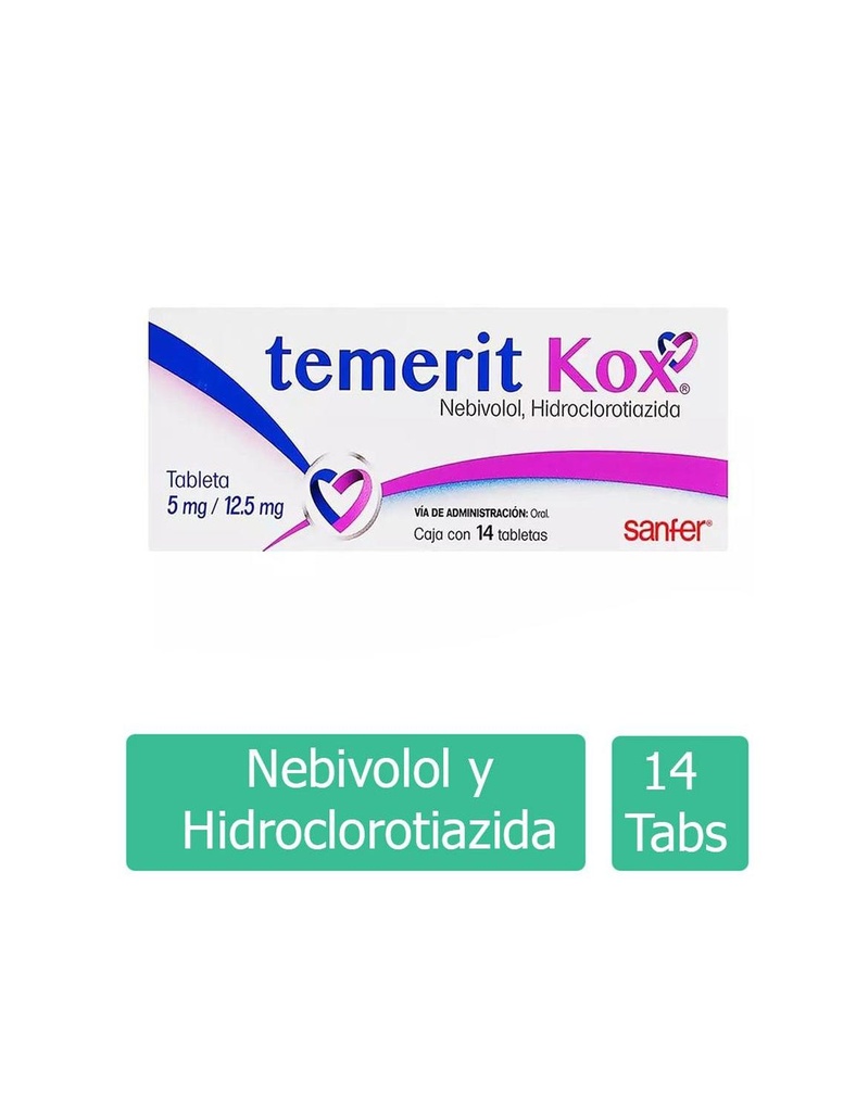 Temerit Kox 5 Mg / 12.5 Mg 14 Tabletas 