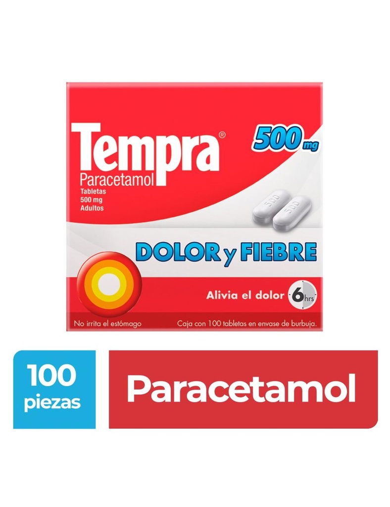 Tempra Dolor Y Fiebre 500 Mg 100 Tabletas 