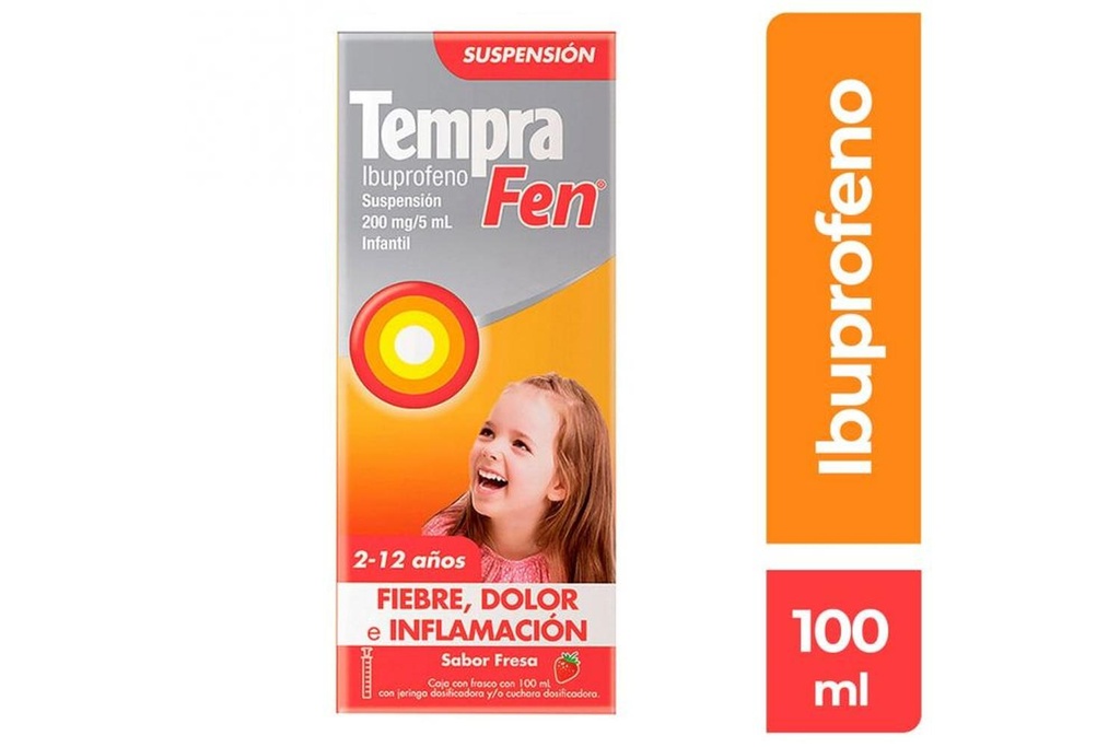 Tempra Fen Fresa Fiebre Dolor E Inflamación 2-12 Años Suspensión100 Ml 