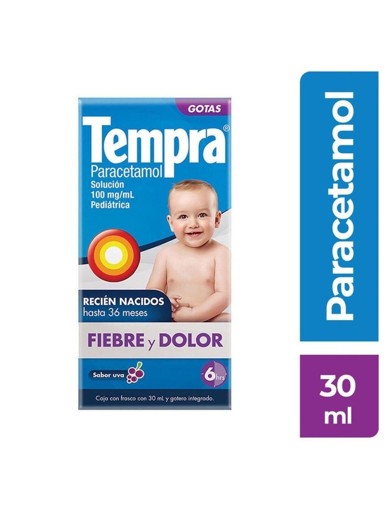 Tempra Pediátrico 100 Mg Fiebre Y Dolor Gotas 30 Ml 