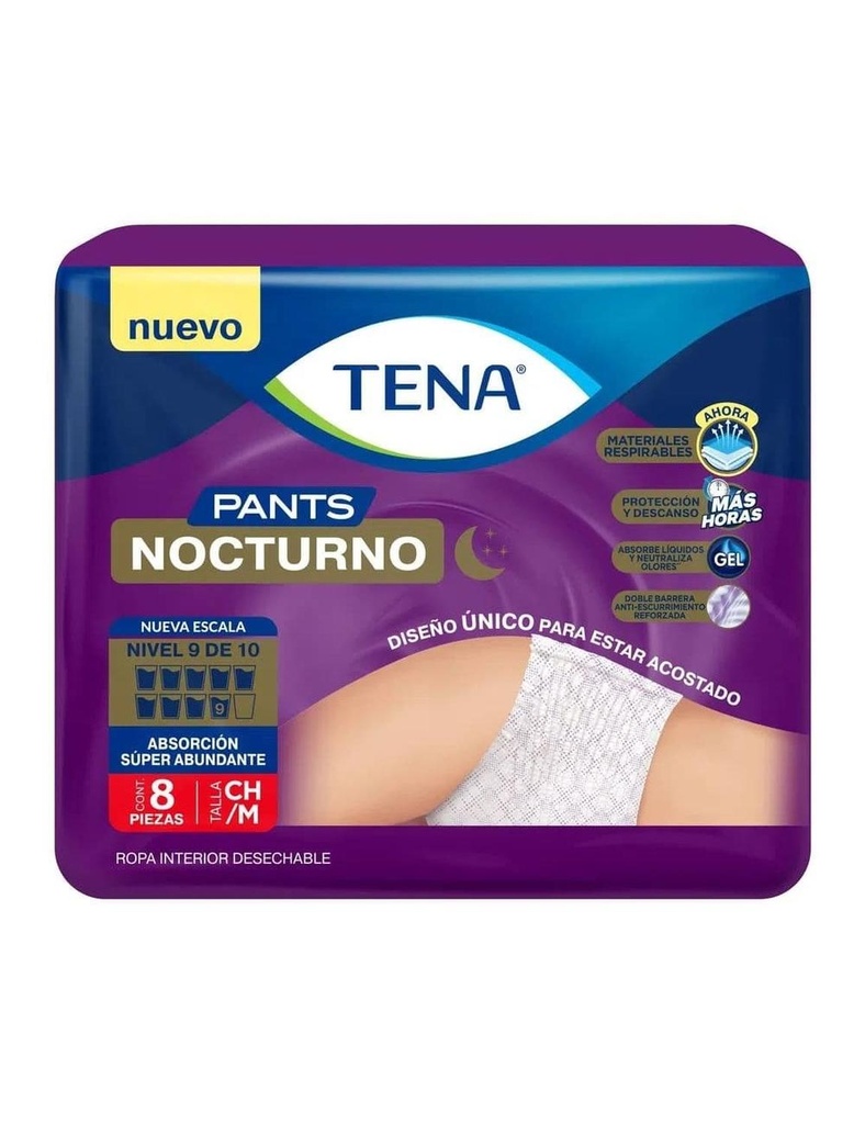Ropa interior desechable TENA Pants Nocturno Talla:M 8 piezas 