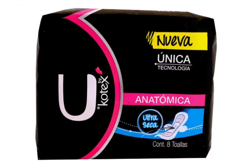 Toallas Sanitarias Kotex Unika Anatómica Ultra Seca 8 Piezas 