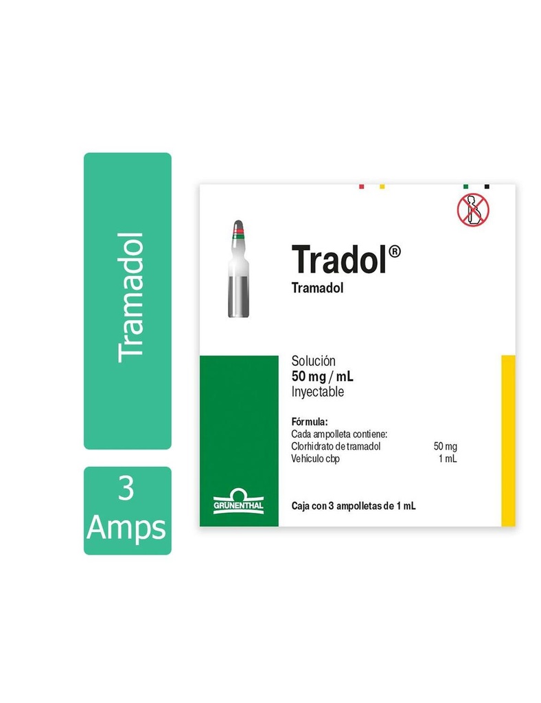 Tradol 50 Mg 3 Frasco Ámpula 1 Ml 