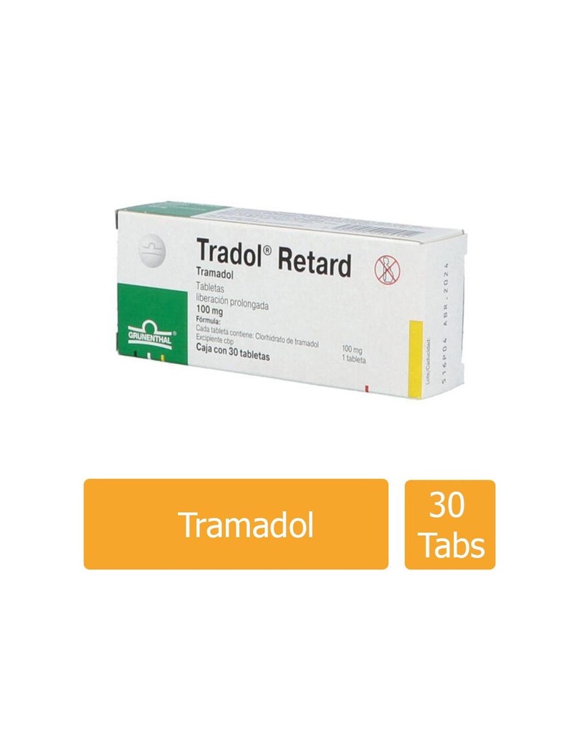 Tradol Retard 100 Mg 30 Tabletas 