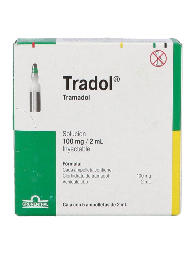 Tradol 100 Mg 5 Ampolleta 2 Ml 