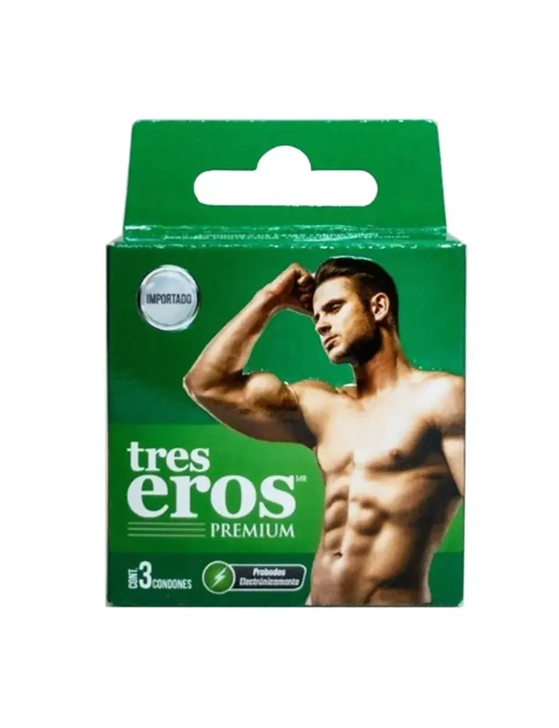 Tres Eros Premium Caja Con 3 Condones Masculinos De Hule Látex