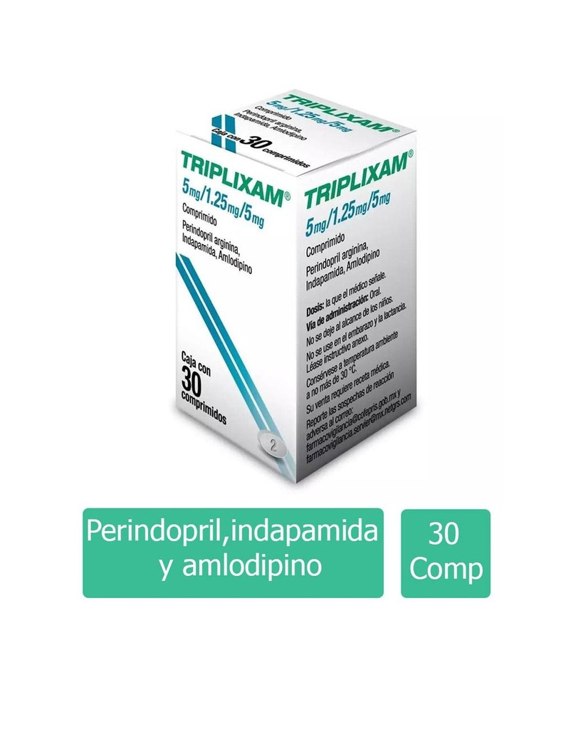 Triplixam 5 Mg / 1.25 Mg /5 Mg 30 Comprimidos 