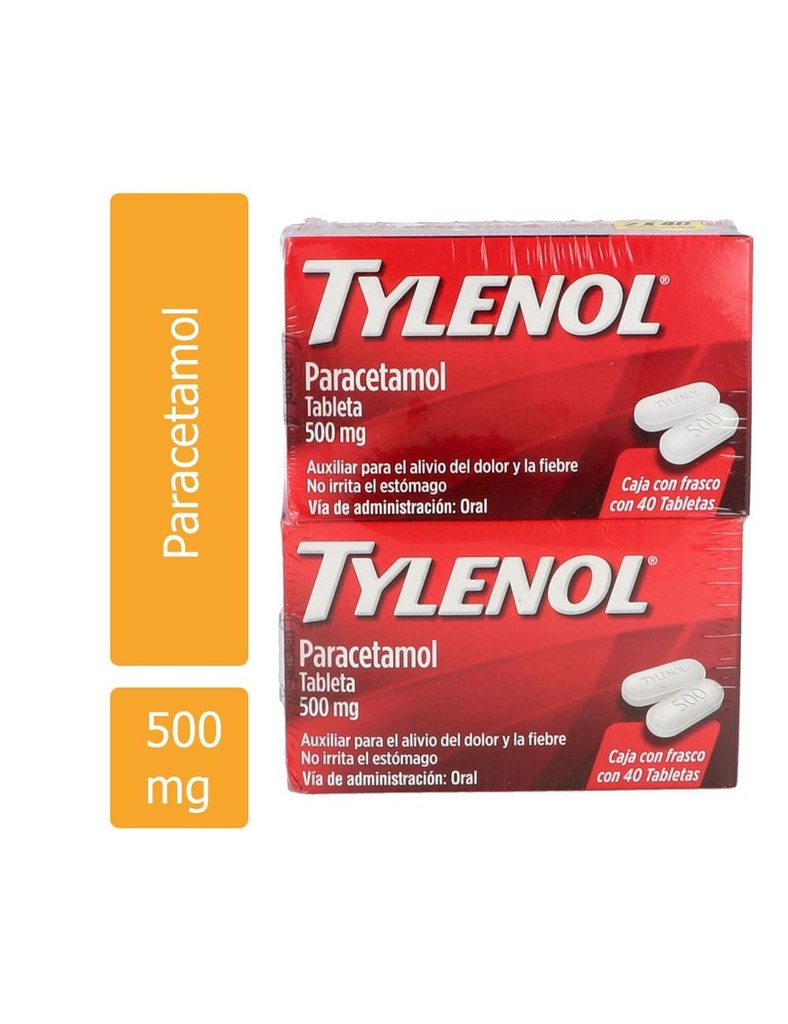 Tylenol 500 Mg Frasco 40 Tabletas 2 Pack 