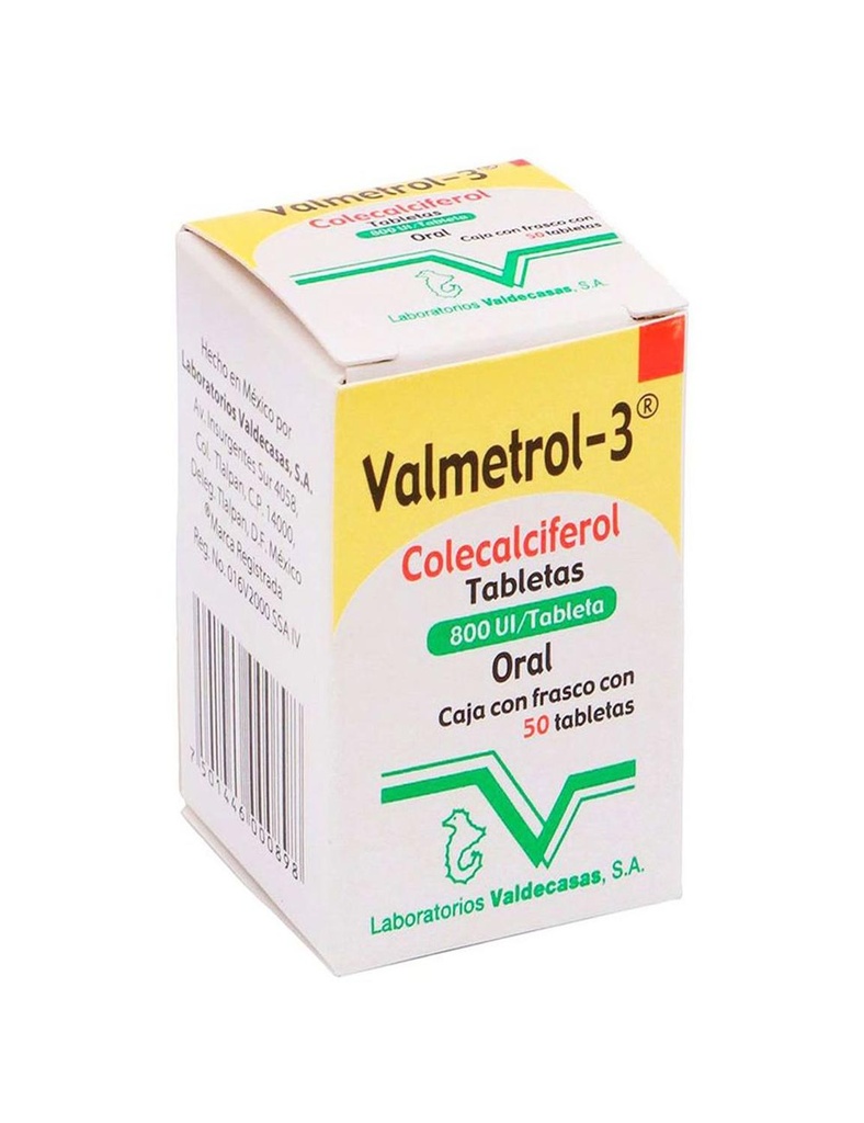 Valmetrol 3 800 Ui Caja Con Frasco Con 50 Tabletas