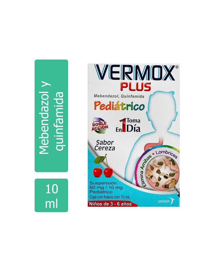 Vermox Plus 60/10 Mg Suspensión Pediátrico 10 Ml 
