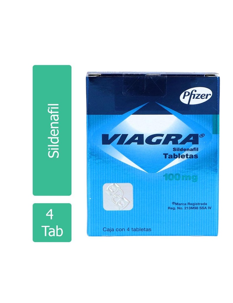 Viagra 100 Mg 4 Tabletas Recubiertas 