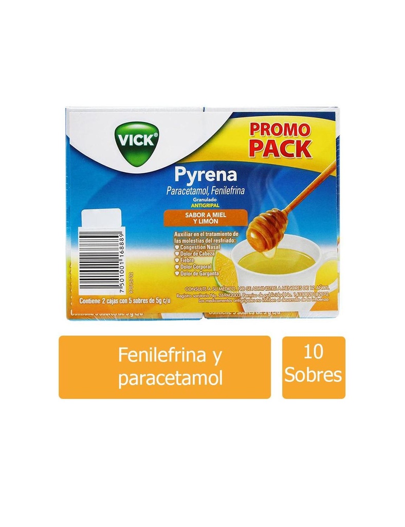 Vick Pyrena Antigripal Miel Y Limón 1 Kit 10 Sobres 