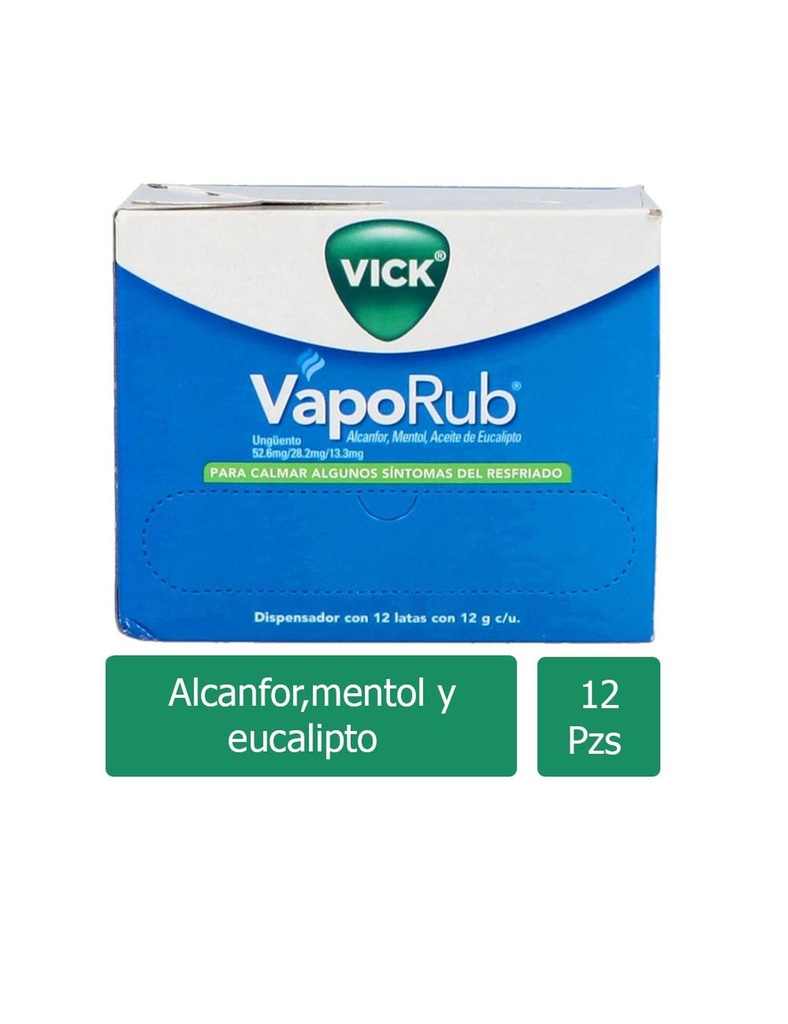 Vick VapoRub Ungüento 12 Piezas de 12 G 