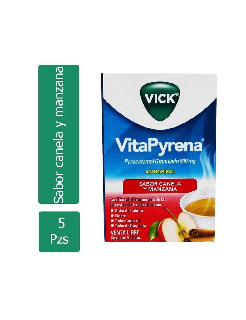Vick VitaPyrena 500 Mg Canela-Manzana 5 Sobres 