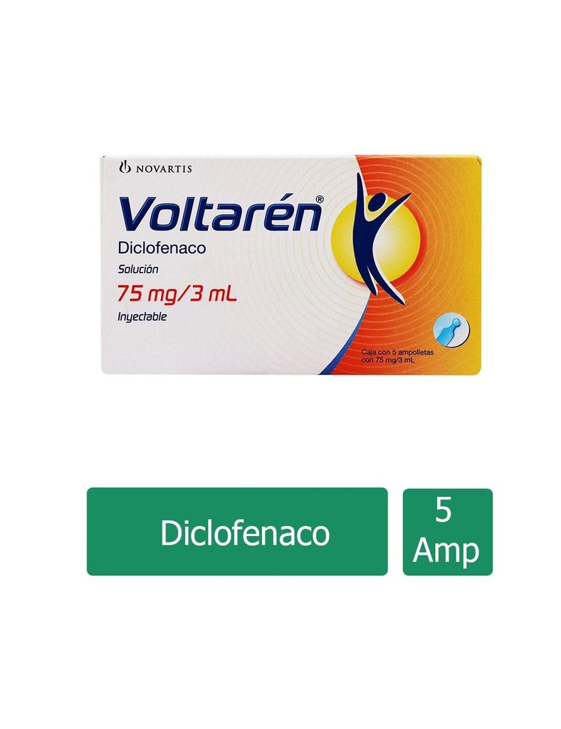 Voltarén 75 Mg Solución 5 Inyectables 3 Ml 