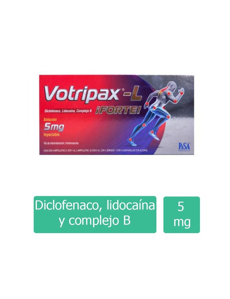 Votripax-L Forte 5 Mg 3 Ampolletas 3 Jeringas 