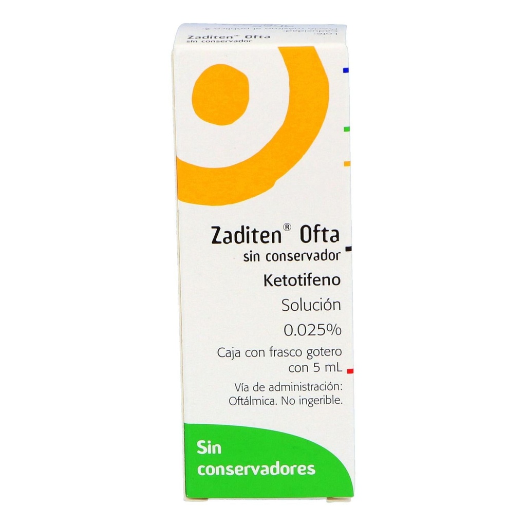 Zaditen Oftálmico Solución 0.025 % Gotas 5 Ml 