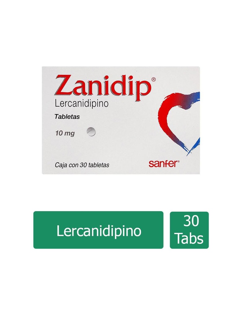 Zanidip 10 Mg 30 Tabletas 