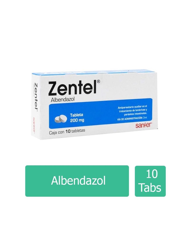 Zentel 200 Mg 10 Tabletas 