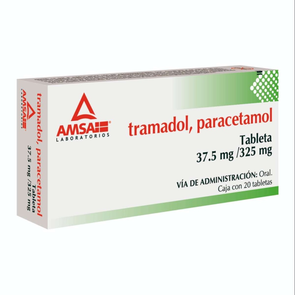 Tramadol/Paracetamol 37.5/325 Mg 20 Tabletas Genérico Amsa 