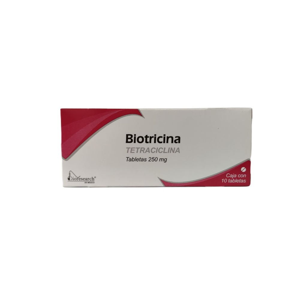 Biotricina Tetraciclina 250 Mg 10 Tabletas Genérico Bioresearch 
