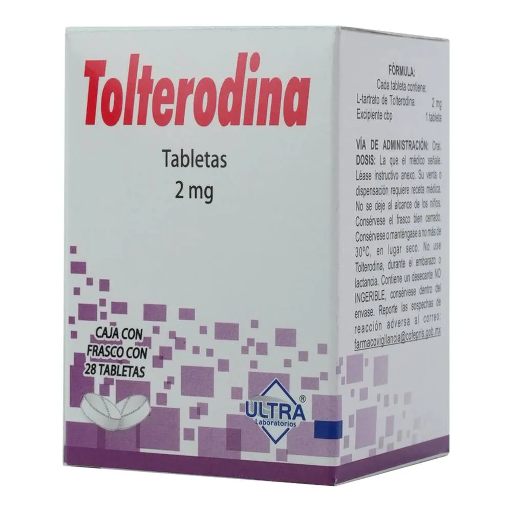 Tolterodina 2 Mg Frasco 28 Tabletas Genérico Ultra Lab 