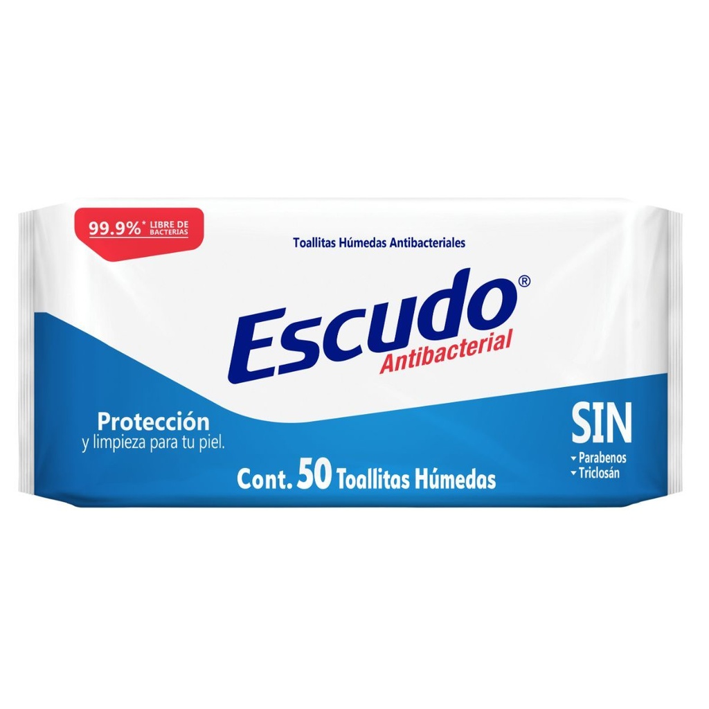 Toallas Húmedas Escudo Antibacterial 50 Piezas 