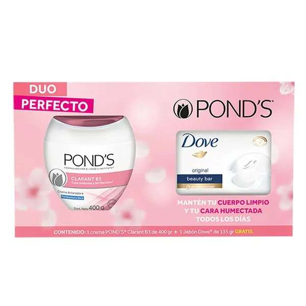 Crema Ponds Clarant B3 400 G + Jabón Dove 