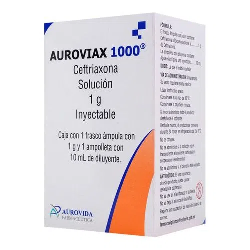 Auroviax Ceftriaxona 1 G Solución Inyectable Frasco Ámpula Genérico