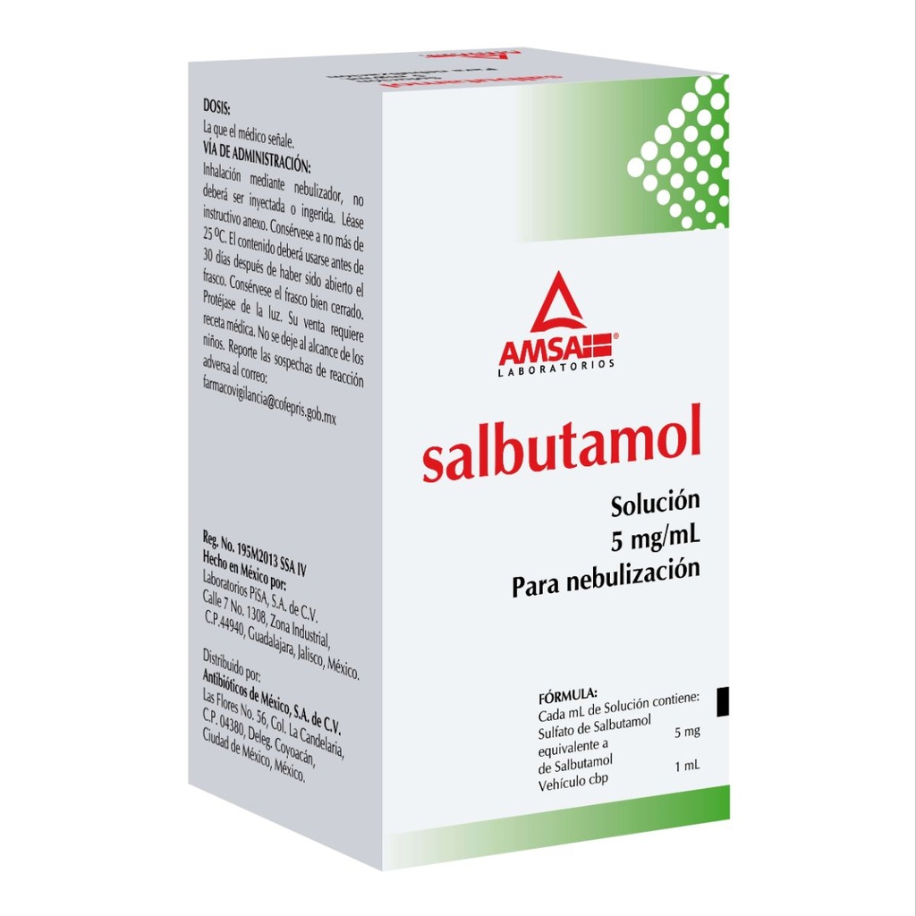 Salbutamol 5 Mg Solución Inhalaciones Frasco 10 Ml Genérico Amsa 