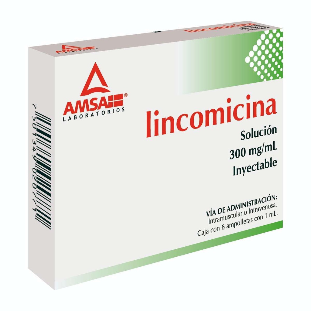 Lincomicina 300 Mg 6 Ampolletas 1 Ml Genérico Amsa 
