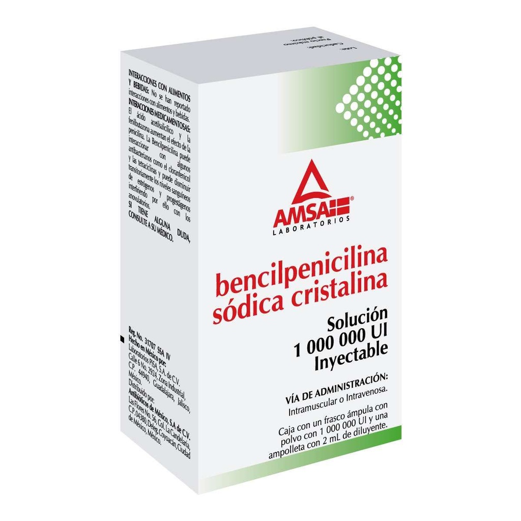 Bencilpenicilina 1000000 UI Ampolleta 2 Ml Genérico Amsa