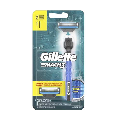 Máquina Gillette Mach3 Acqua Grip + 1 Cartucho 
