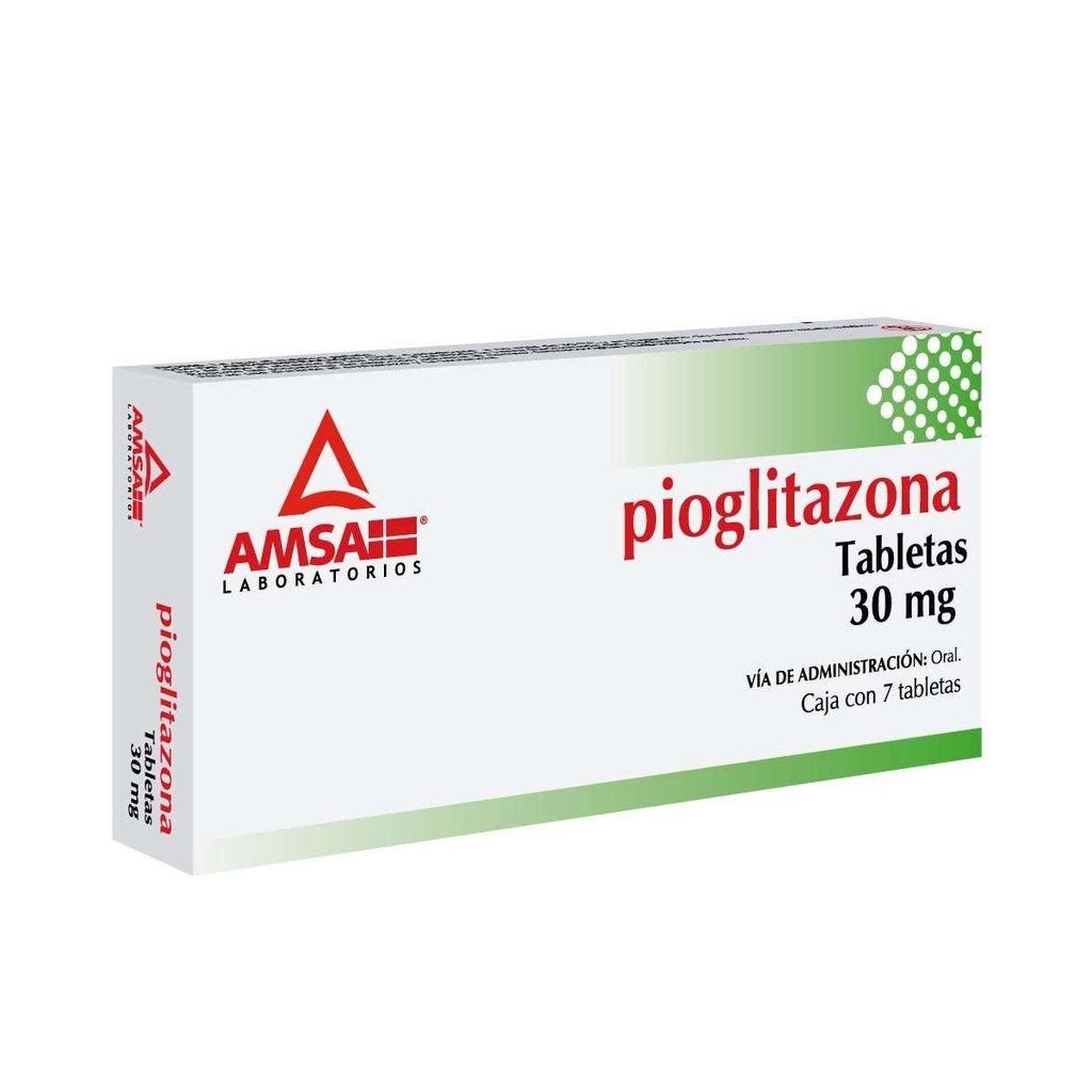 Pioglitazona 30 Mg 7 Tabletas Genérico Amsa 