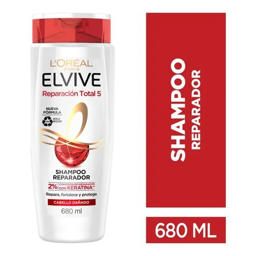 Shampoo L'Oréal Paris Elvive Reparación Total 5 Cabello Dañado 680 Ml 
